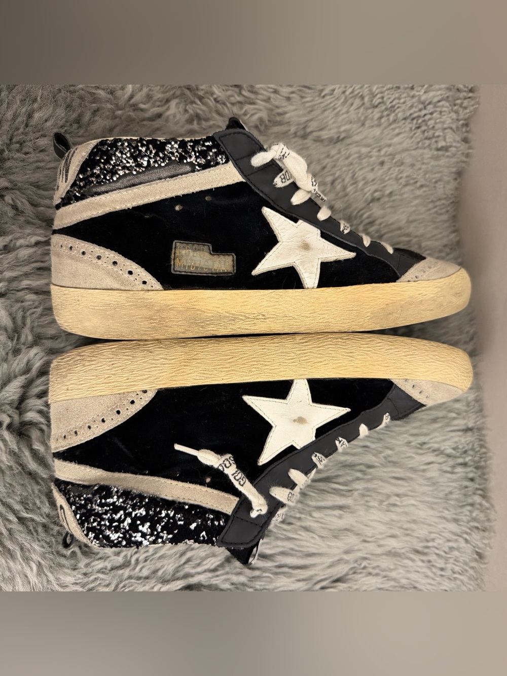 Golden Goose GGDB Mid Star Glitter Sneakers Black – Women’s EU 39 / US 9 - Picture 5 of 12